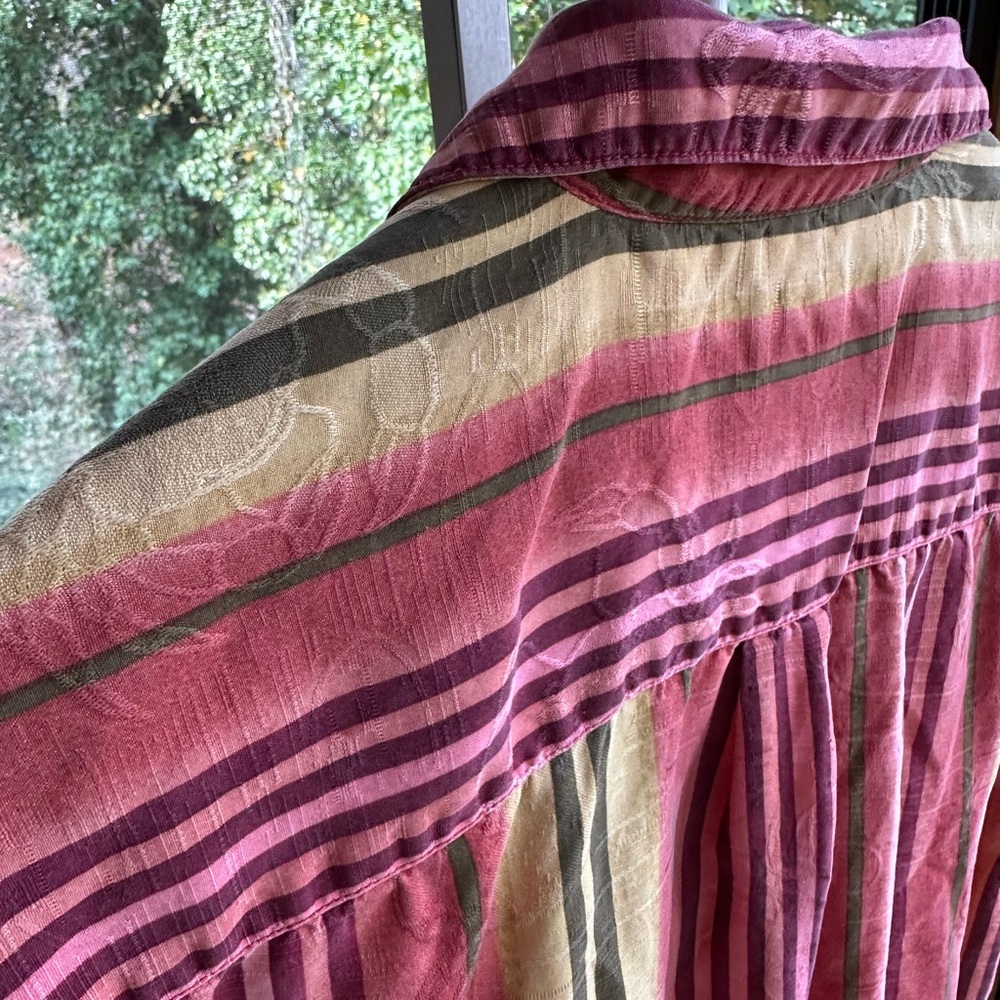 Silk Tommy Bahama Multi-Striped Sunset Relaxed Camp Shirt Vintage Vacation ~ M - Picture 5 of 17